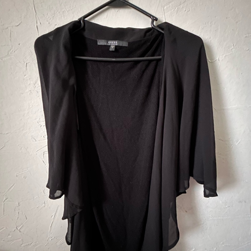 Guess Black Shrug Sweater Open Front